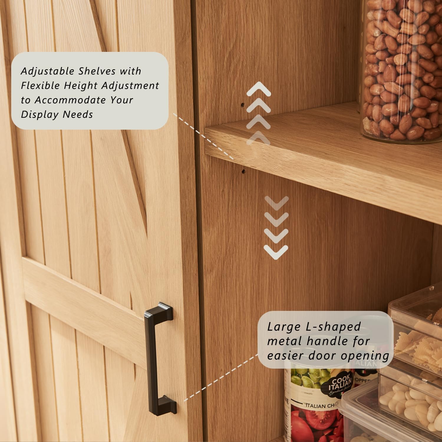 72” Tall Farmhouse Bookshelf, 32” Wide Large Modern Wooden Bookcase with Sliding Barn Door