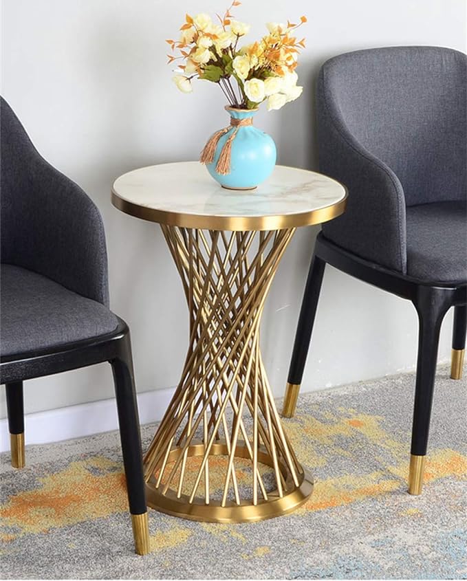 Small Round White Coffee Table Simple and Modern Marble Sofa Table