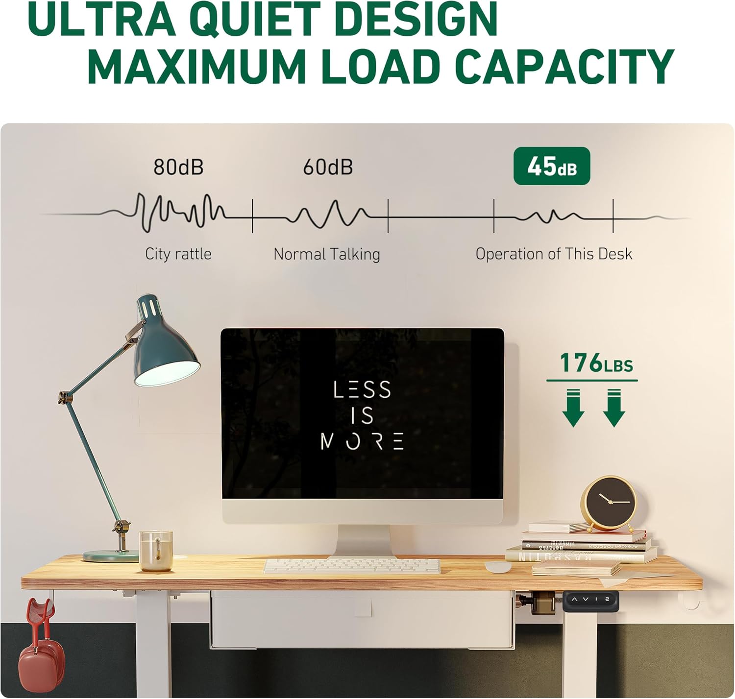 55 x 24 Inches Standing Desk with Drawer, Adjustable Height Electric Stand up Desk with Storage