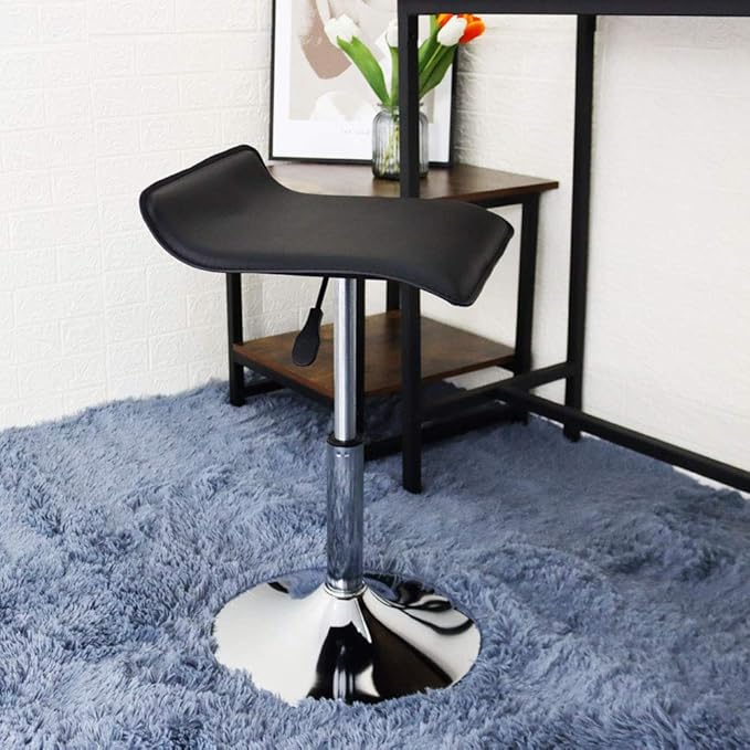 PU Leather Square Short Swivel Stool Standing Desk Stool Height Adjustable Stool Chair Office Stool No Wheels
