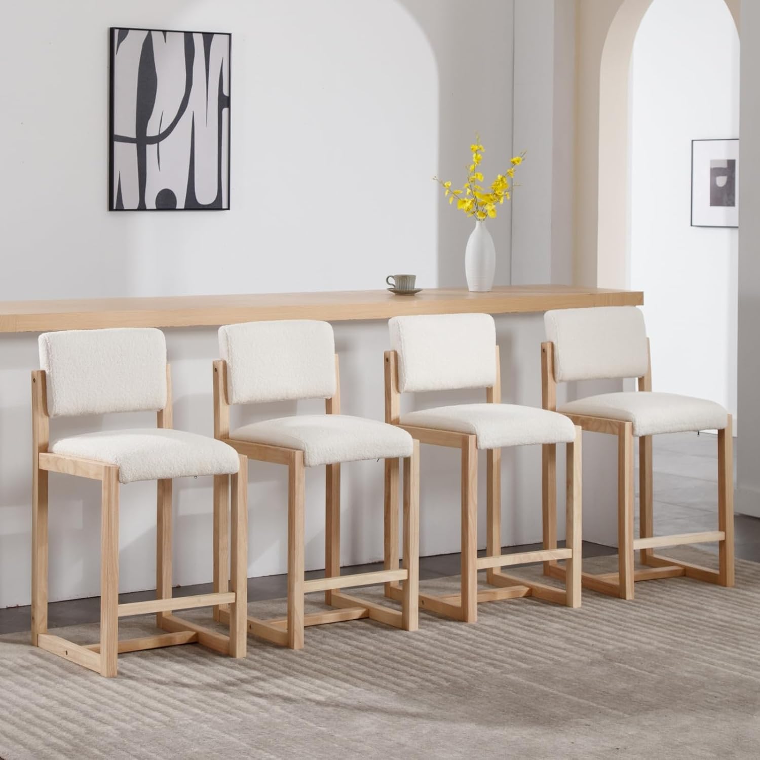 Modern Bar Stools Set of 2, 26" Counter Height Barstools