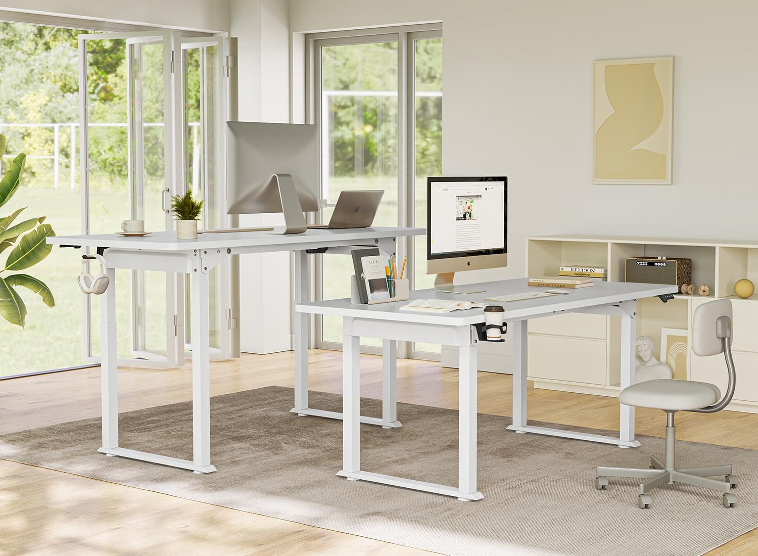 Standing Desk 4 Legs with Dual Motors, 63x29 Electric Standing Desk