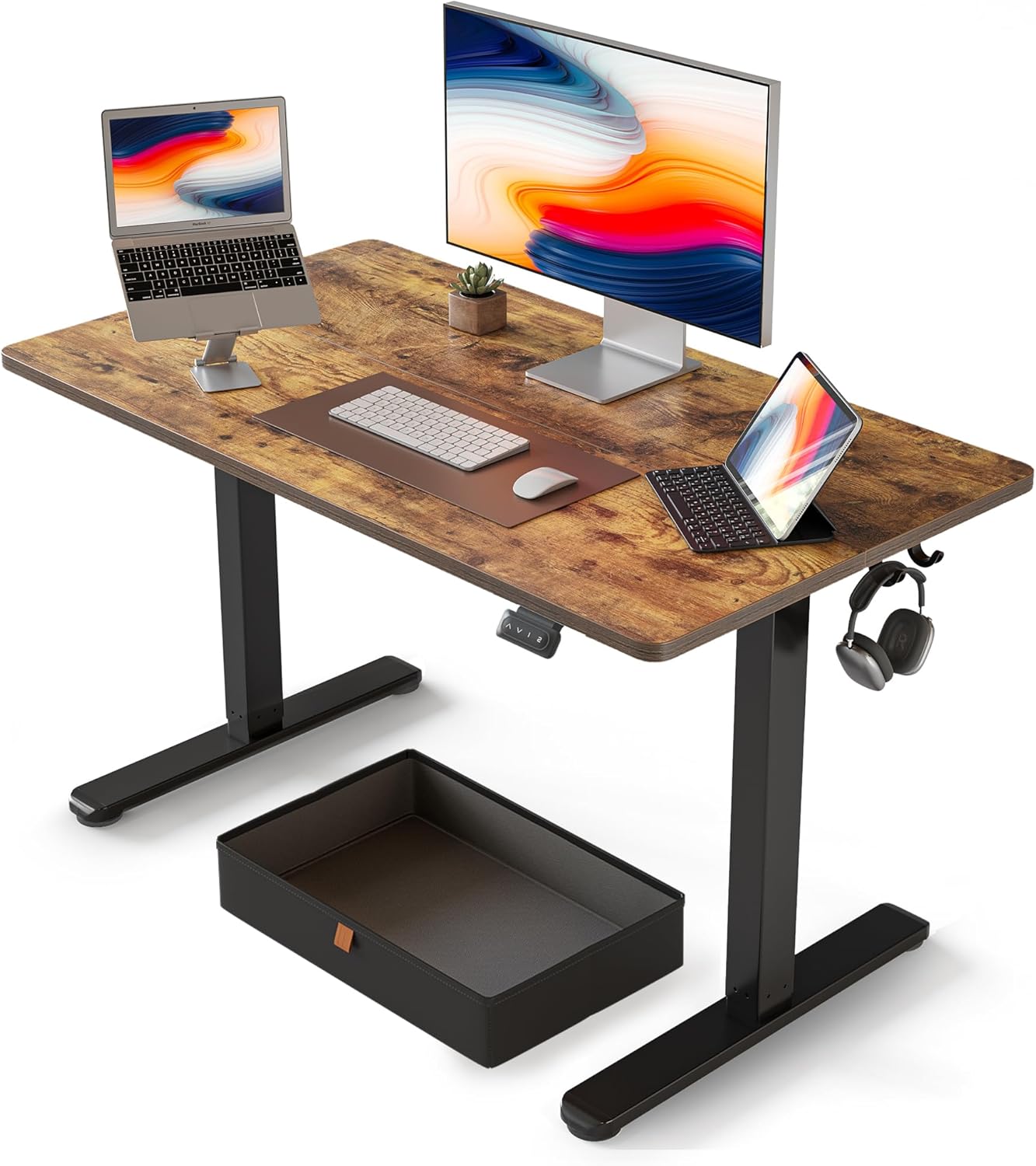 40 x 24 Inches Standing Desk with Drawer, Adjustable Height Electric Stand up Desk with Storage