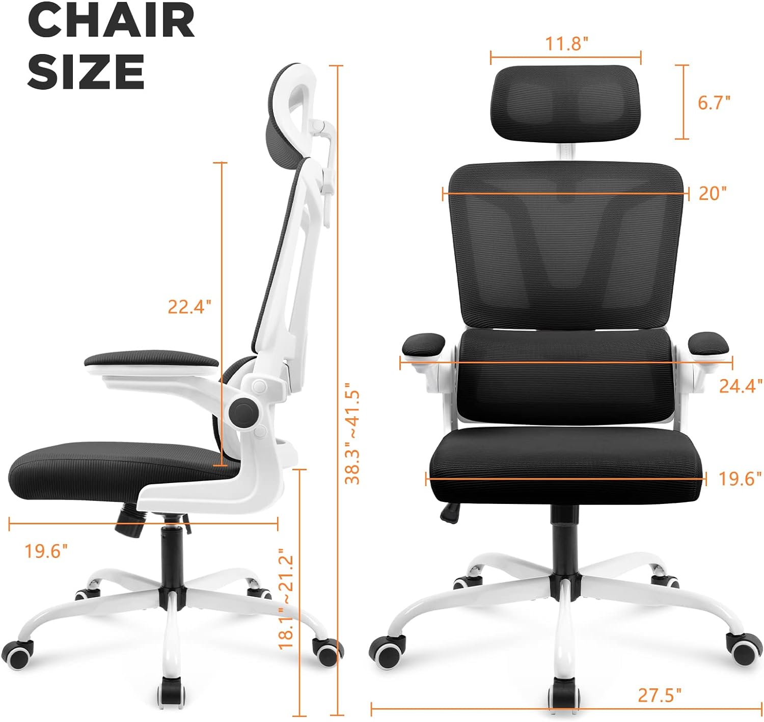 Black Ergonomic Office Chair with Lumbar Support Pillow