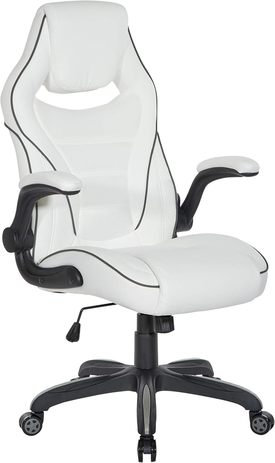 Ergonomic Adjustable Faux Leather Gaming Chair with Integrated Headrest and Airflow Cooling Material