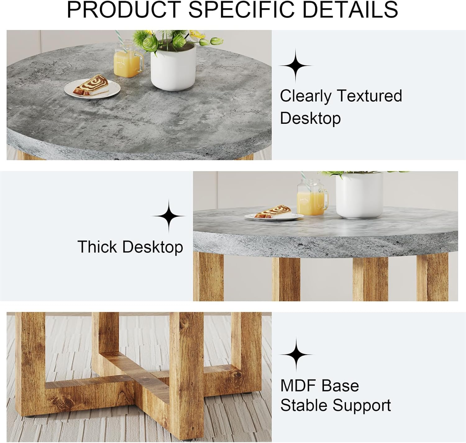 42" Round Dining Room Table, Breakfast Nook Table