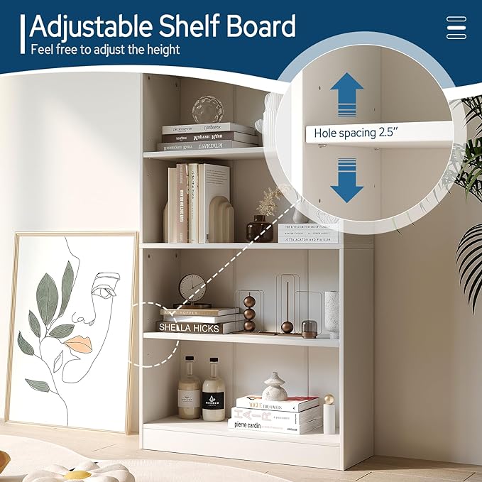 4-Shelf Wooden Bookcase