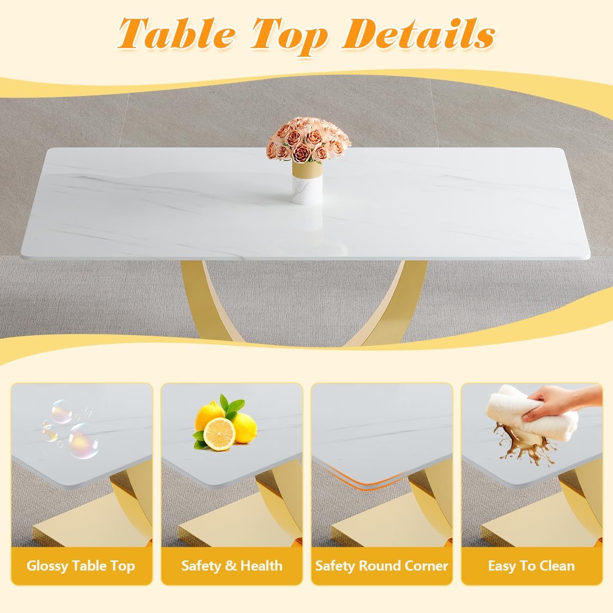 71'' Dining Table Set for 8, Modern Dining Table Set 8