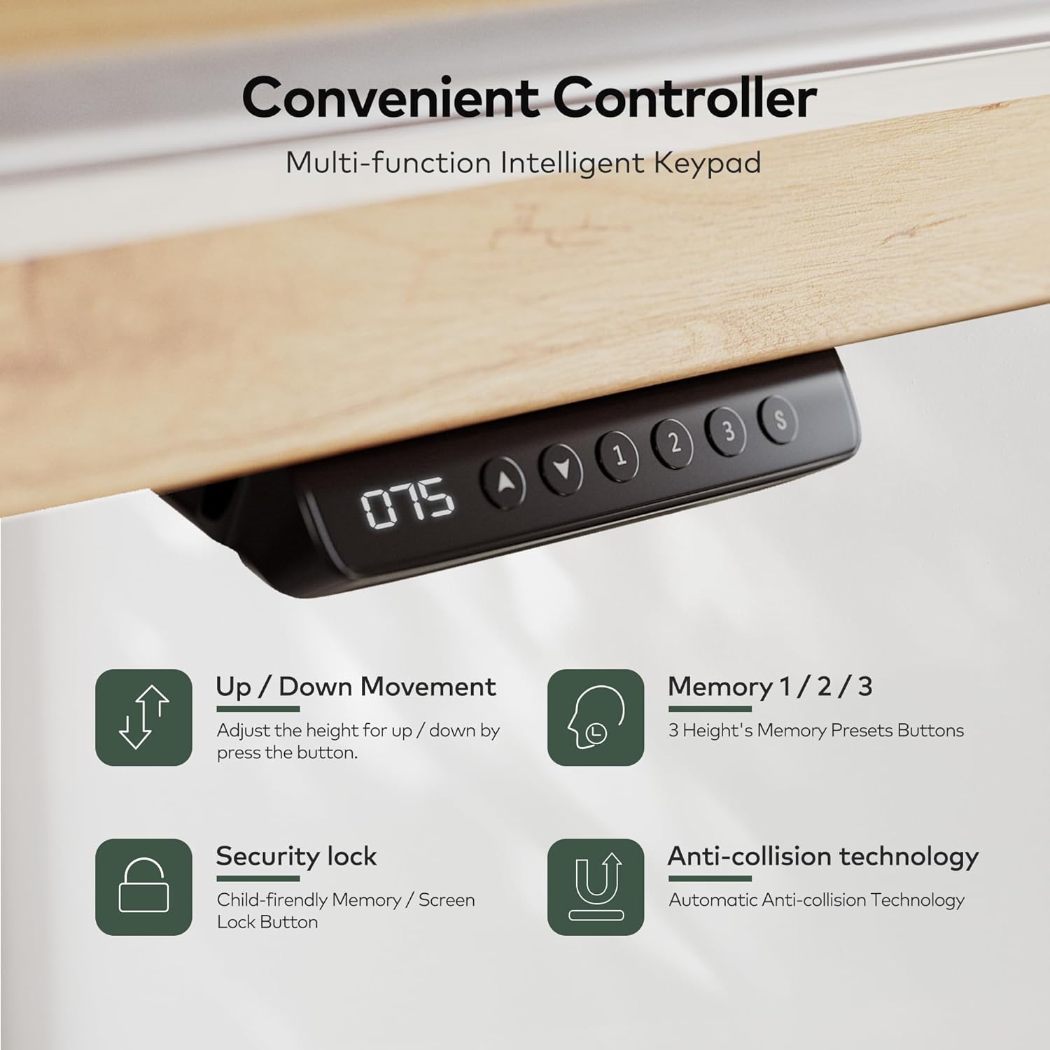 55 x 27.5 Inches Electric Standing Desk with Open Shelf&LED Strip, Adjustable Height Sit Stand Up Desks with 4 Drawers