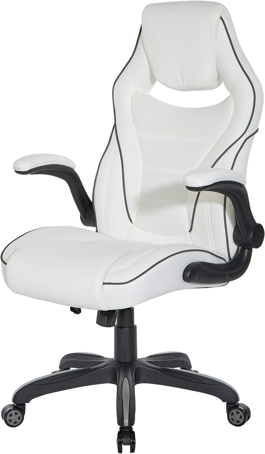 Ergonomic Adjustable Faux Leather Gaming Chair with Integrated Headrest and Airflow Cooling Material