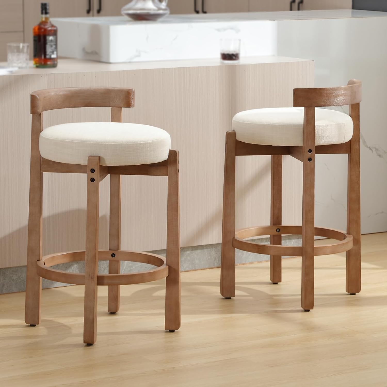 Modern Bar Stools Set of 2, 26" Counter Height Stools