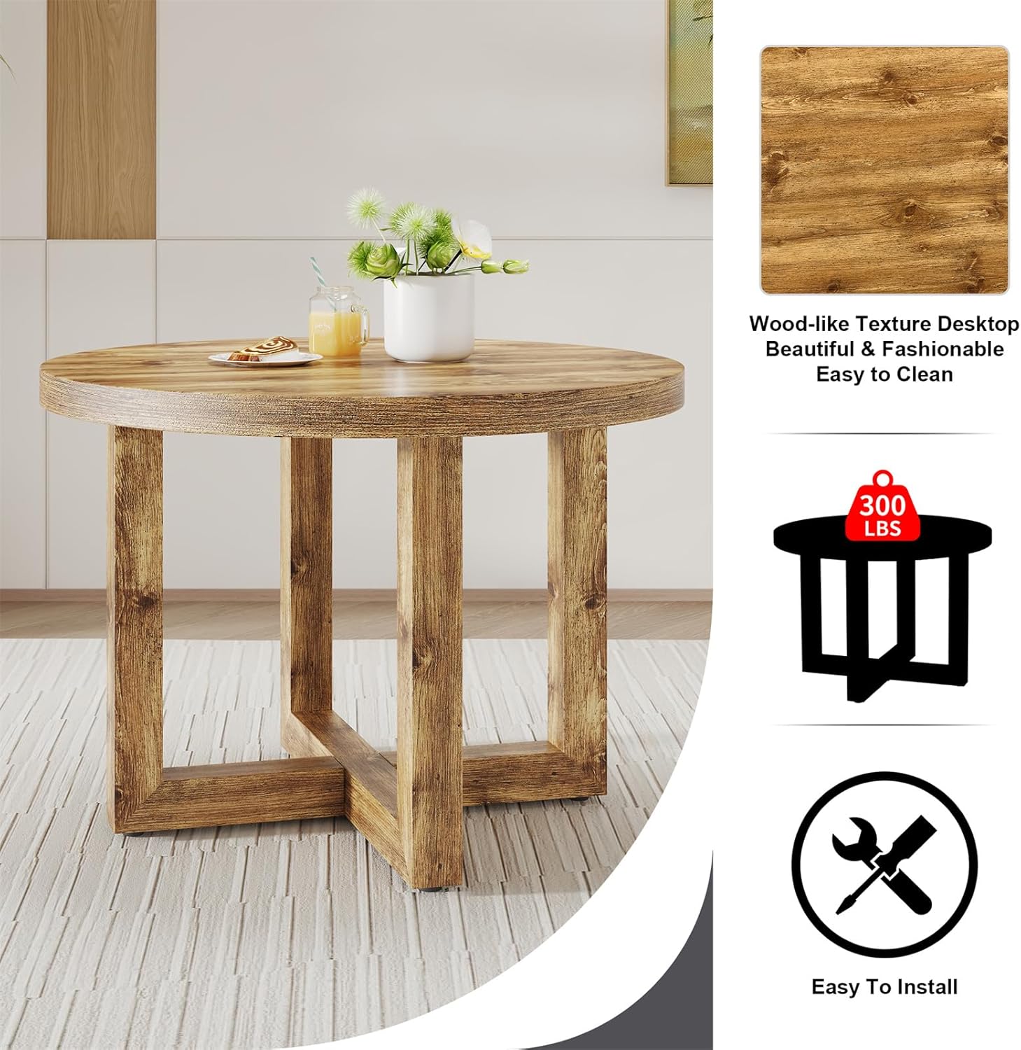 Round Wood Dining Table, Small Round Dining Room Table 42 Inch
