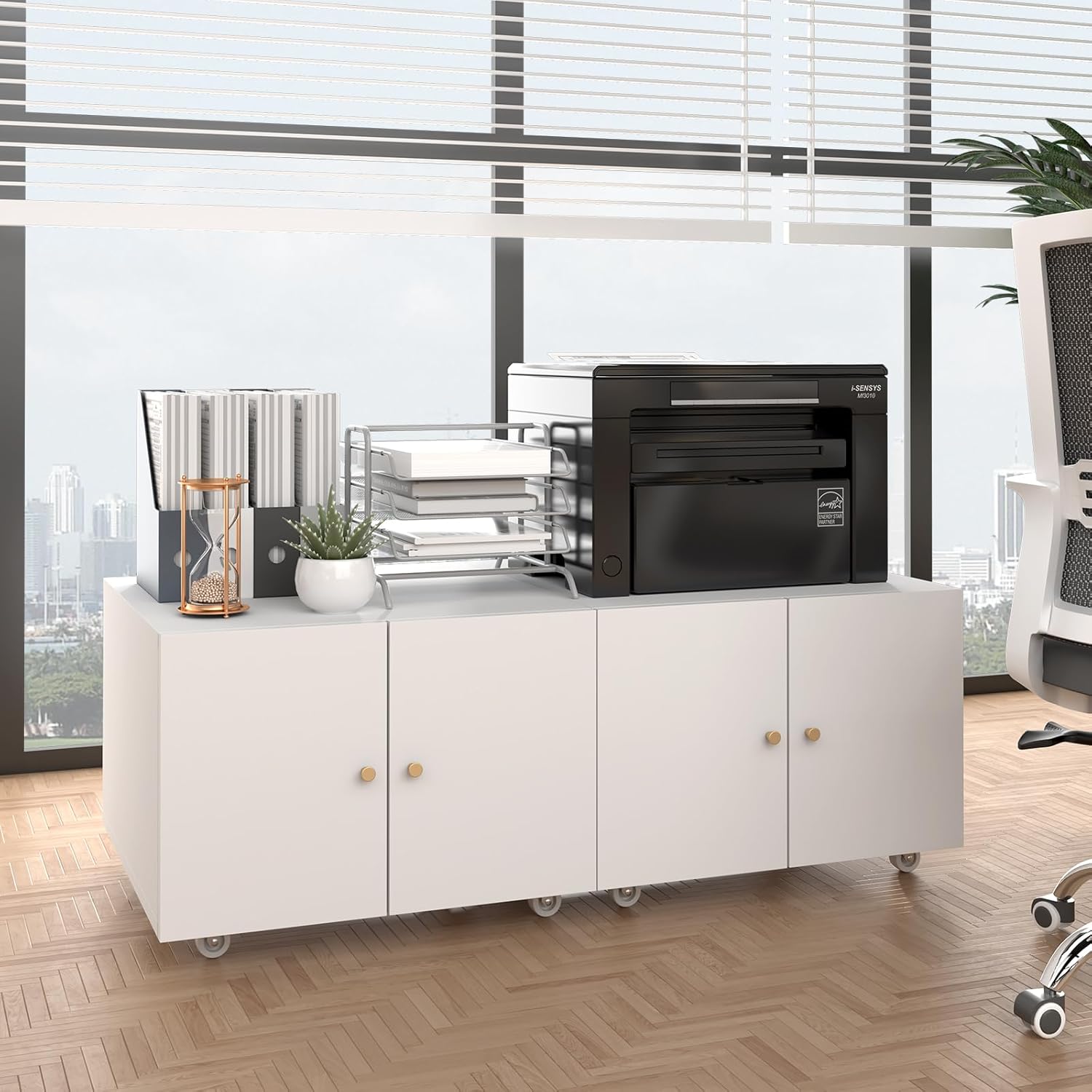 Metal Lateral Filing Cabinet, Printer Stand with Storage, Under Desk Filing Cabinet with Paper Storage Shelf