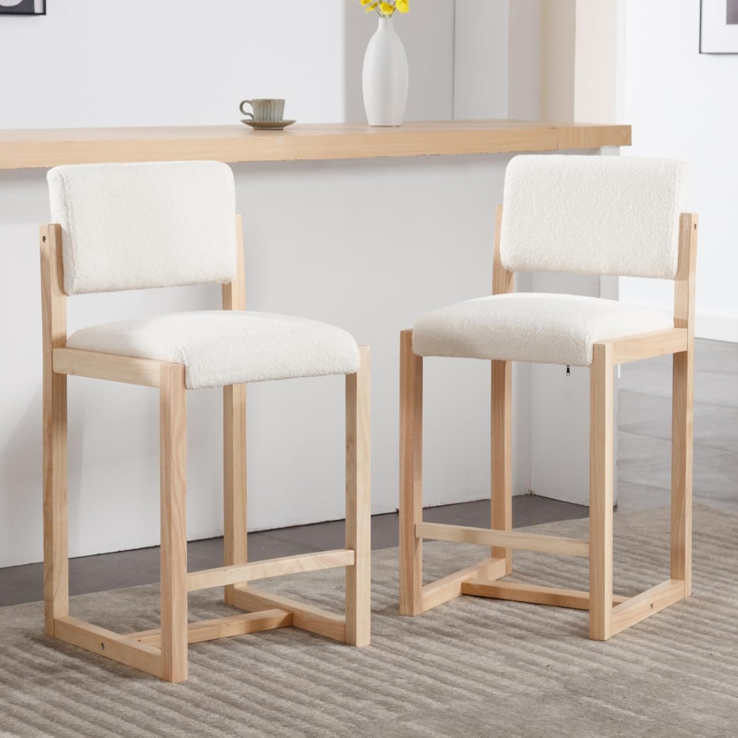 Modern Bar Stools Set of 2, 26" Counter Height Barstools