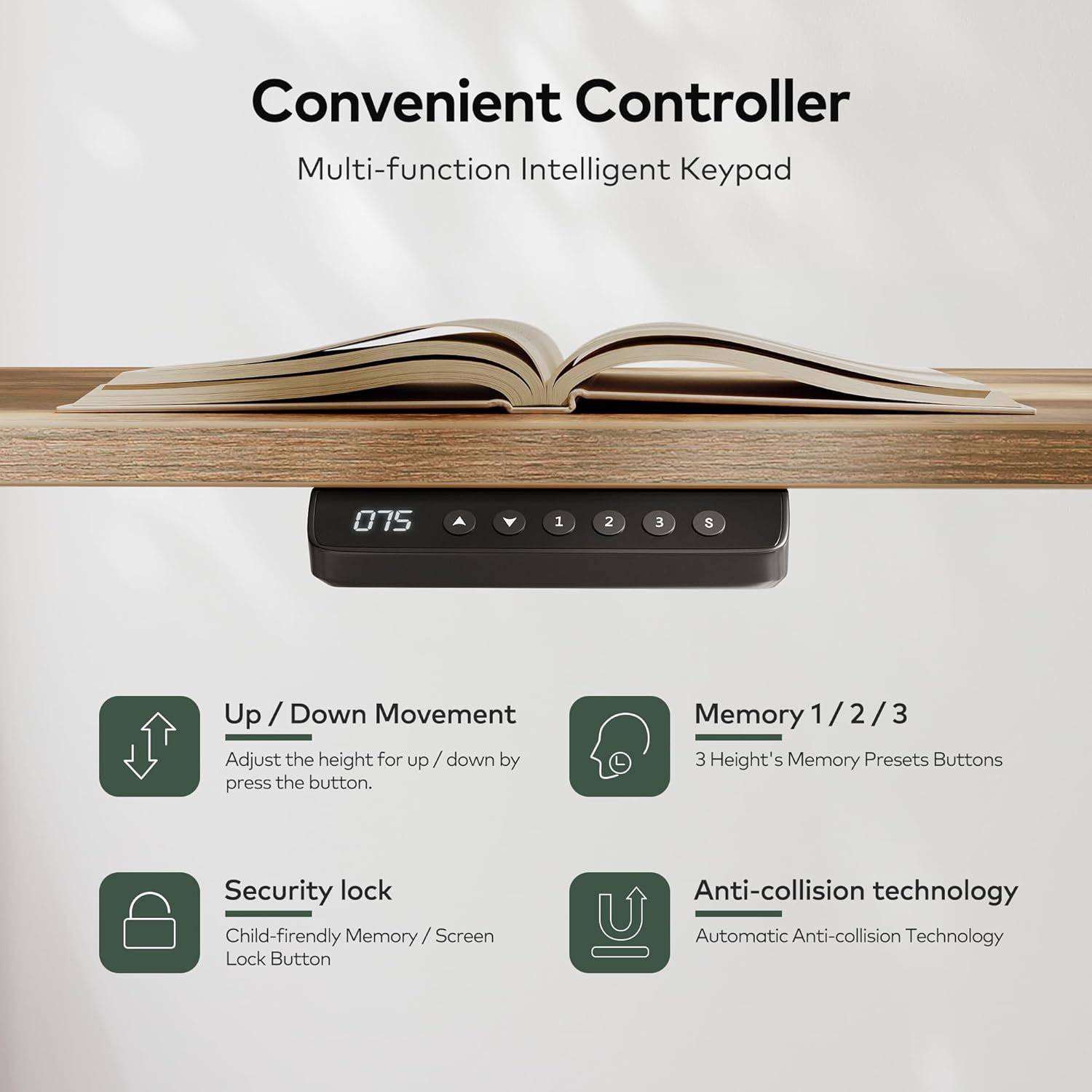 55 x 27.5 Inches Electric Standing Desk with Open Shelf&LED Strip, Adjustable Height Sit Stand Up Desks with 3 Drawers