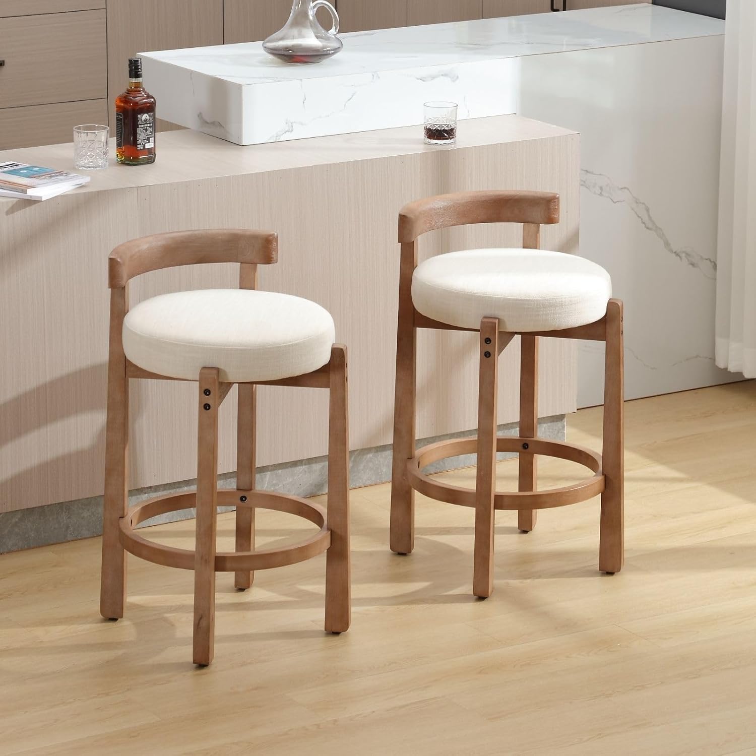 Modern Bar Stools Set of 2, 26" Counter Height Stools