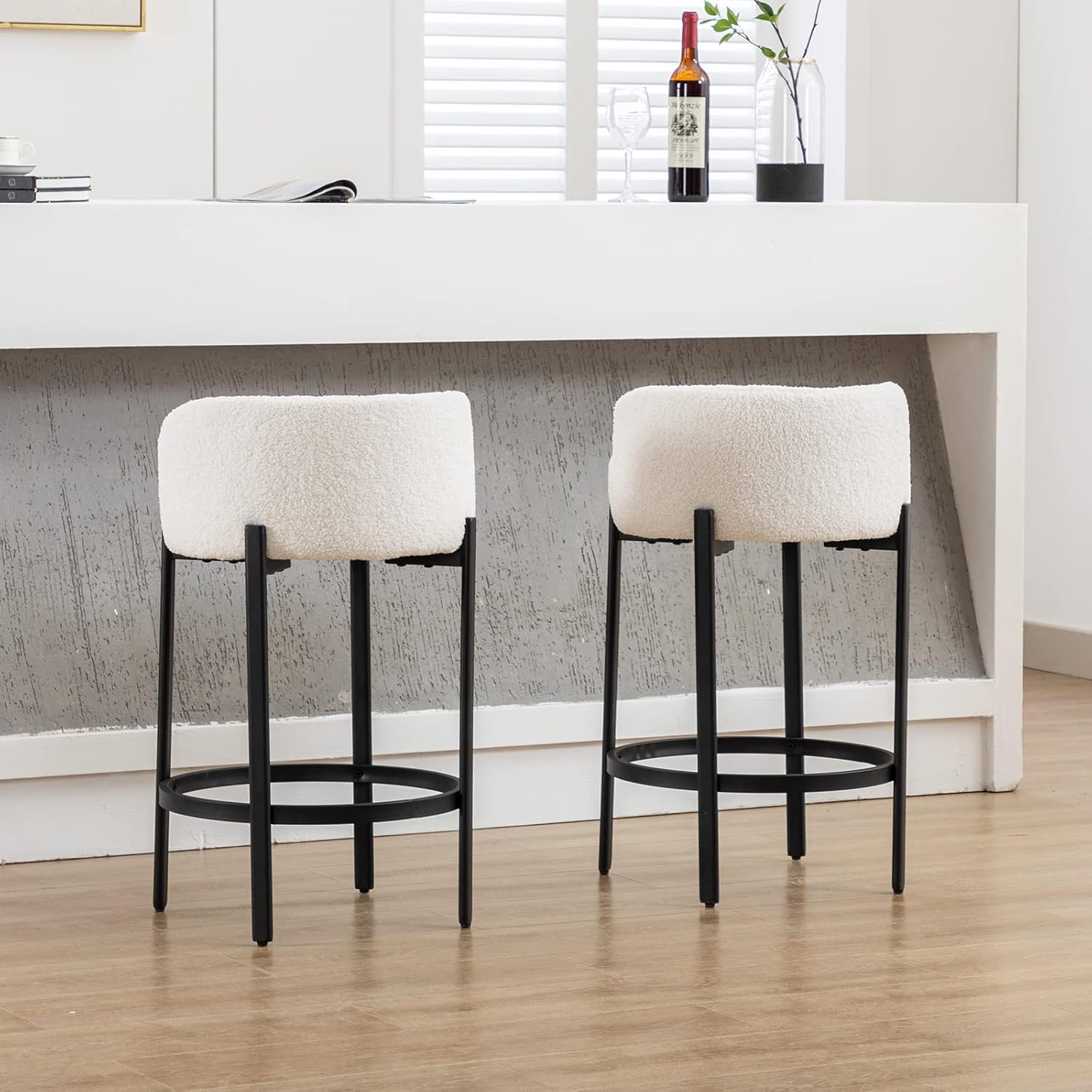 Counter Height Bar Stools 26" Round Barstools Set of 2