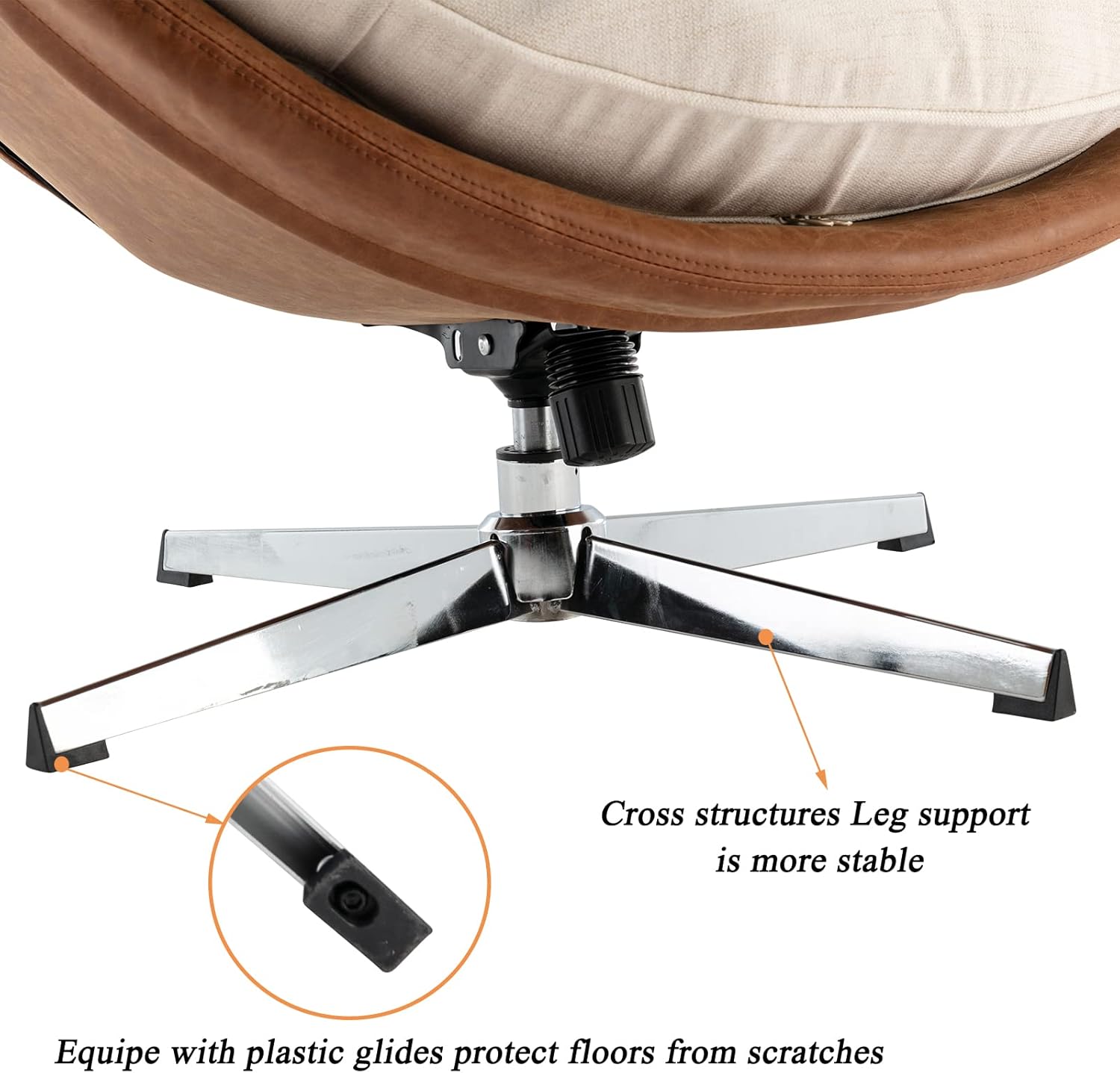 Swivel Accent Chair, Modern Linen Soft Foam Lounge Chair with High Back