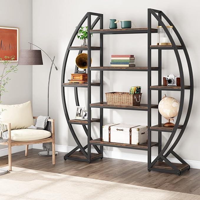 Triple Wide 5 Tier Etagere Bookcase