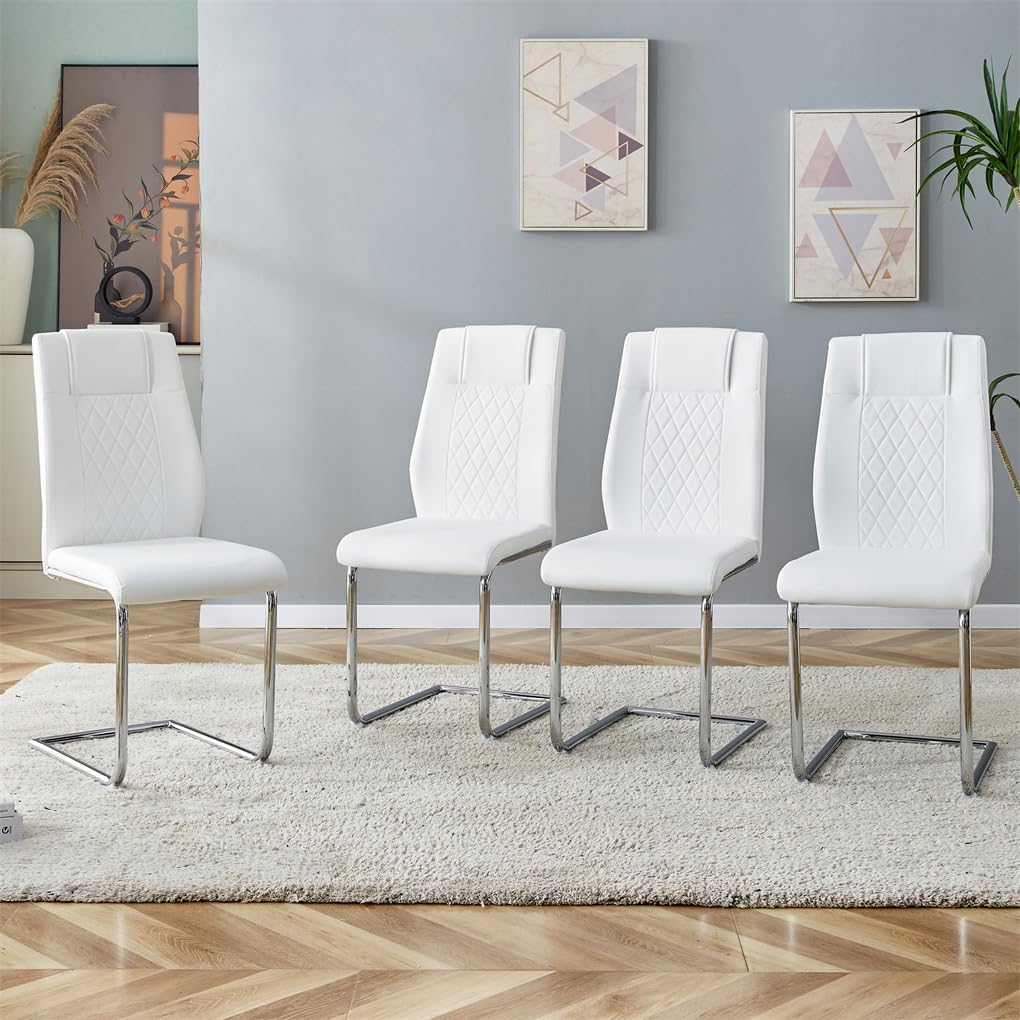 Dining Chairs Set of 4, Upholstered Diamond Grid Pattern Dining Chair