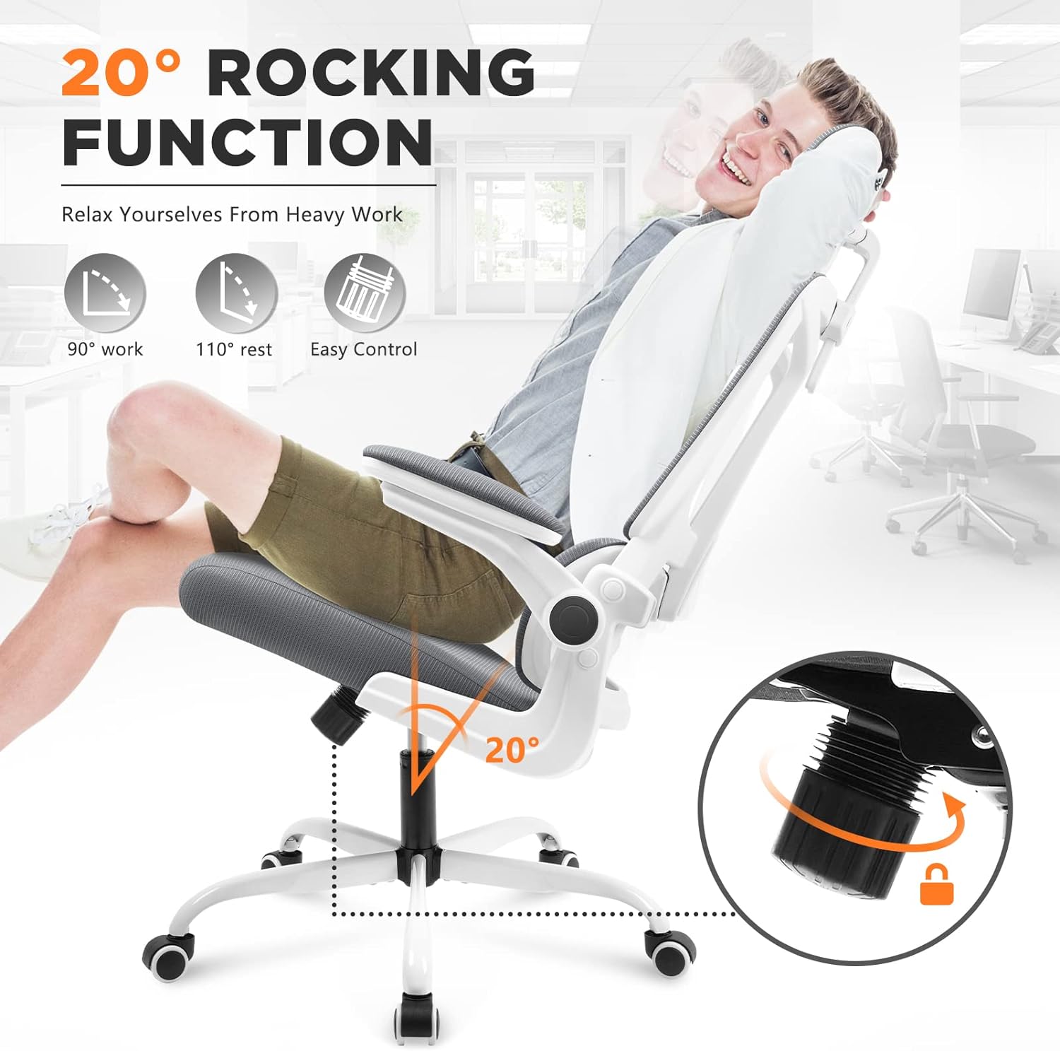 Mesh Office Chair with Headrest & Adjustable Arms