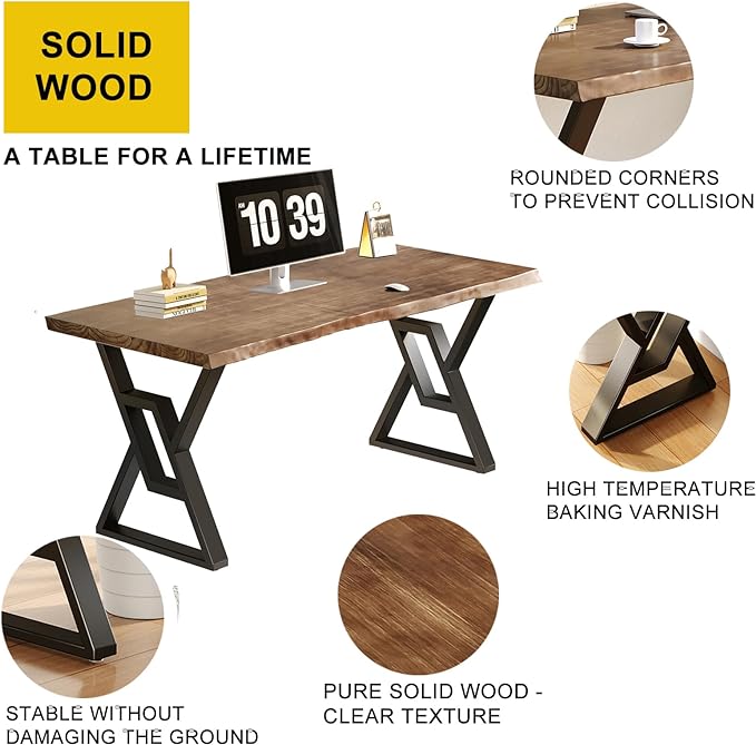 55-inch Solid Wood Computer Desk - Modern Gaming Workbench for Home Office, Modern Simple Design