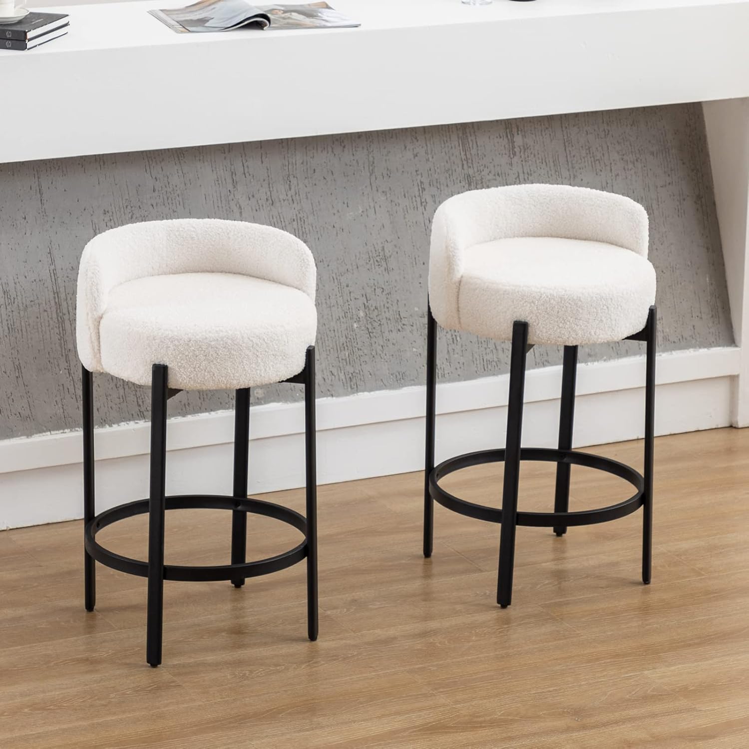Counter Height Bar Stools 26" Round Barstools Set of 2