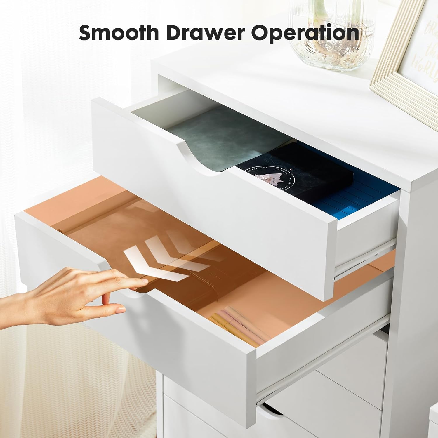 7 Drawer Chest Wood File Cabinet Rolling Organization Storage Dresser with Wheels for Home Office