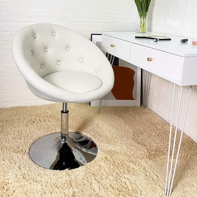 PU Leather Vanity Chair Stool for Makeup Room Round Back Cute Diamond Beauty Make up Chiar