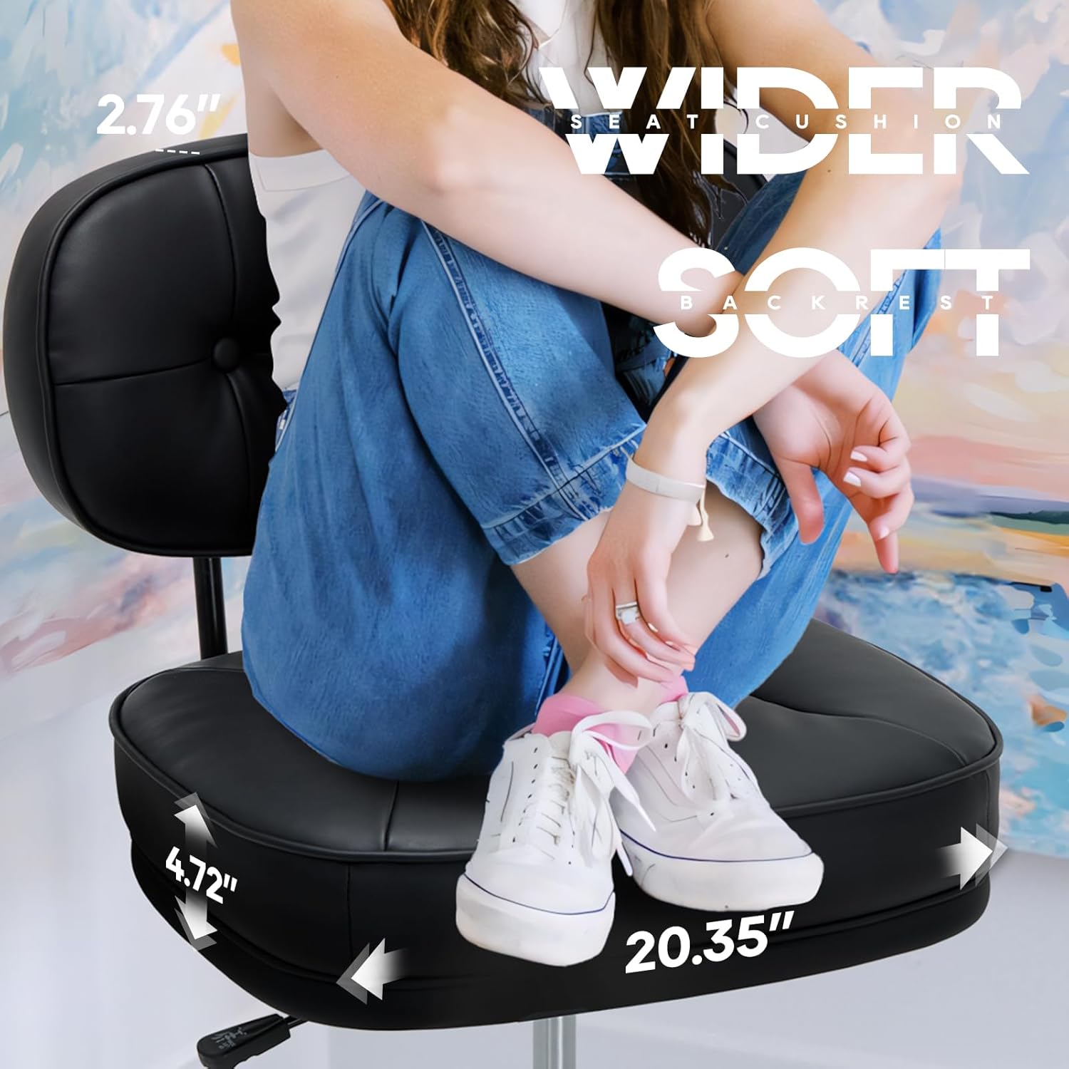 Drafting Chair-Tall Office Chair 275lbs, Standing Desk Chair with Adjustable Footrest Ring, Wide Seat, Thick Cushion and Back