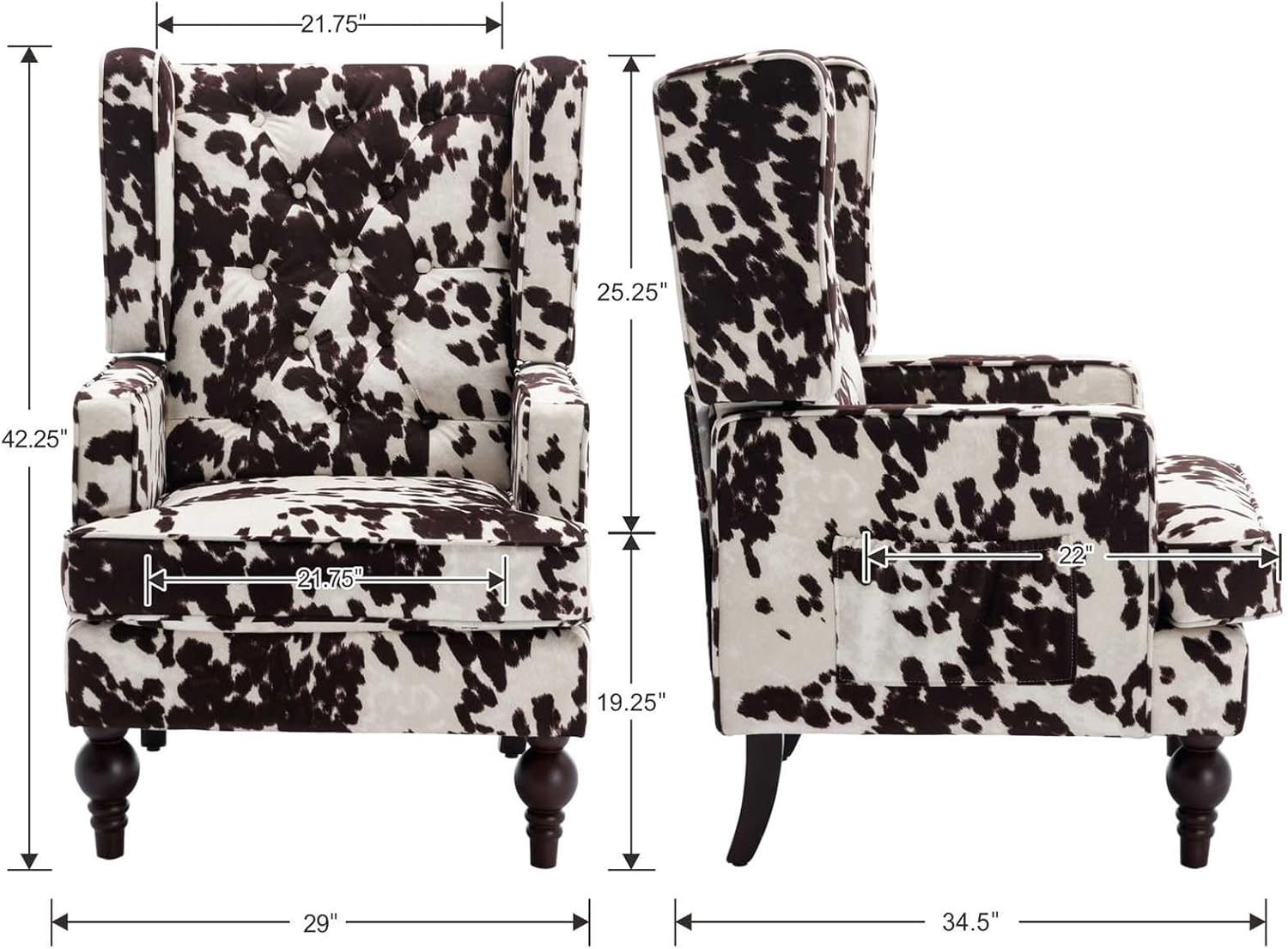 Tufted Accent Chair, Modern Upholstered Wingback Side Arm Chair