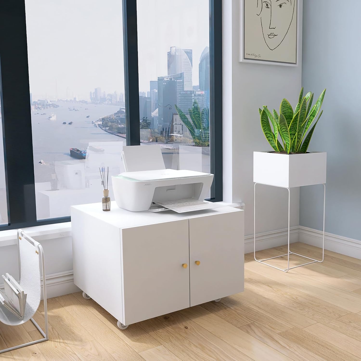 Metal Lateral Filing Cabinet, Printer Stand with Storage, Under Desk Filing Cabinet with Paper Storage Shelf