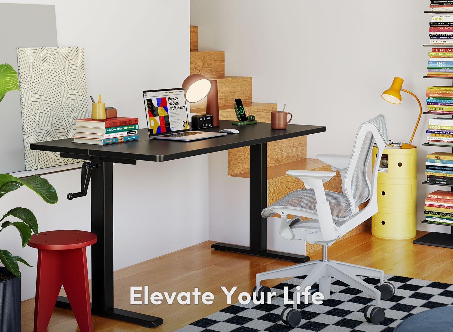 32" Whole Piece Crank Height Adjustable Desk, 32 Inches Manual Standing Desk