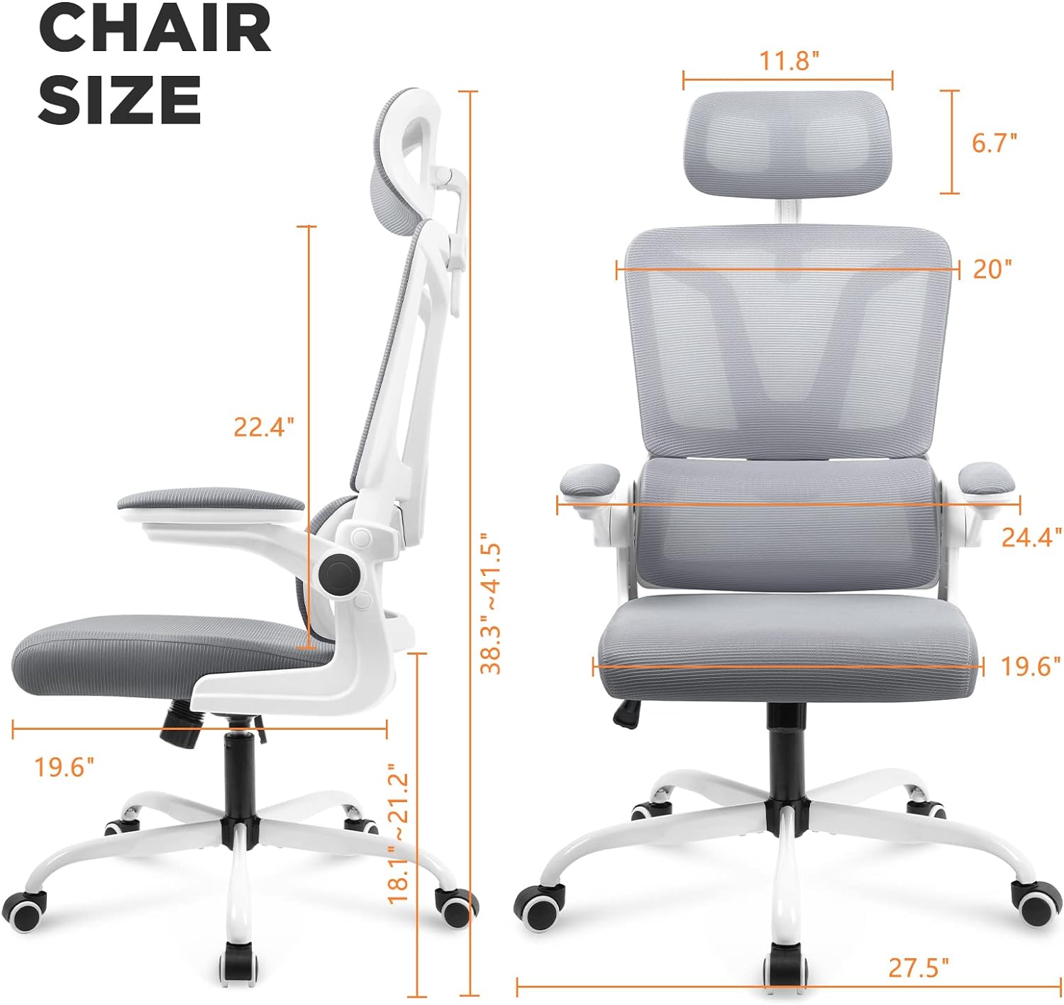 Mesh Office Chair with Headrest & Adjustable Arms