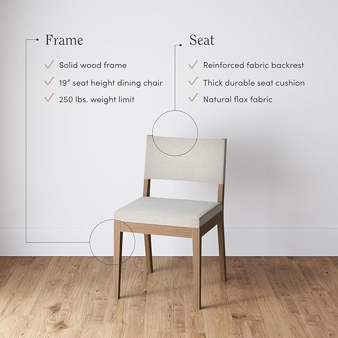 Modern Upholstered Dining Chair with Solid Rubberwood Legs