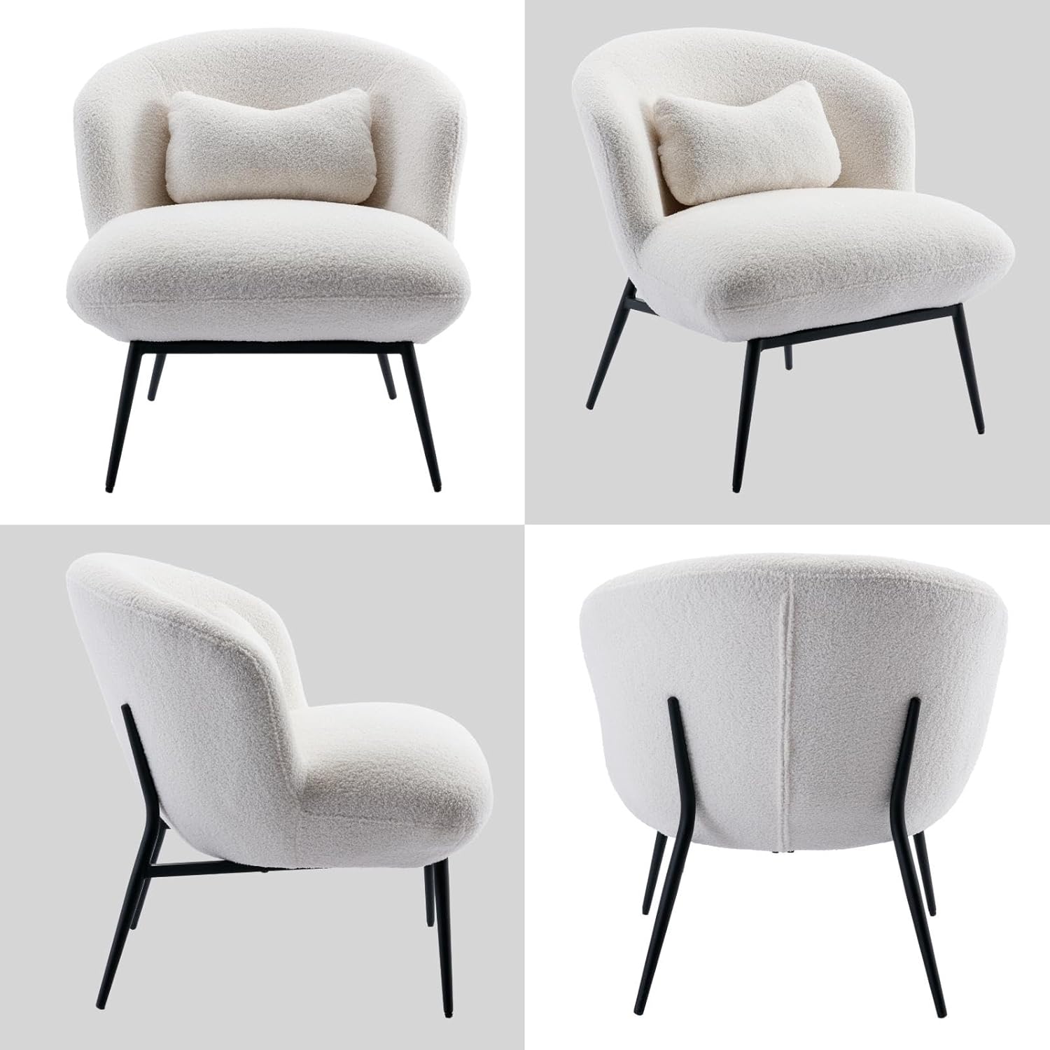 Modern Accent Chair, Sherpa Upholstered Leisure Chair Boucle Single Sofa