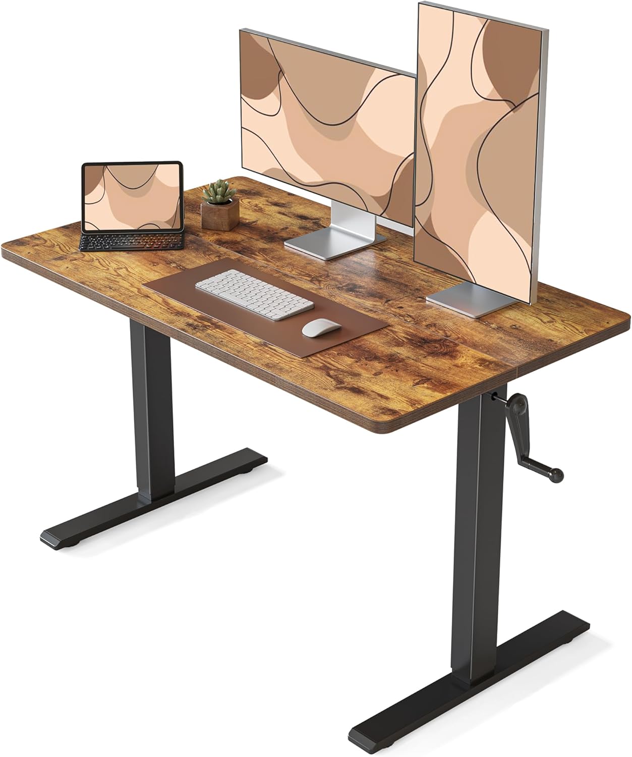 Crank Height Adjustable Desk, 48 Inches Manual Standing Desk