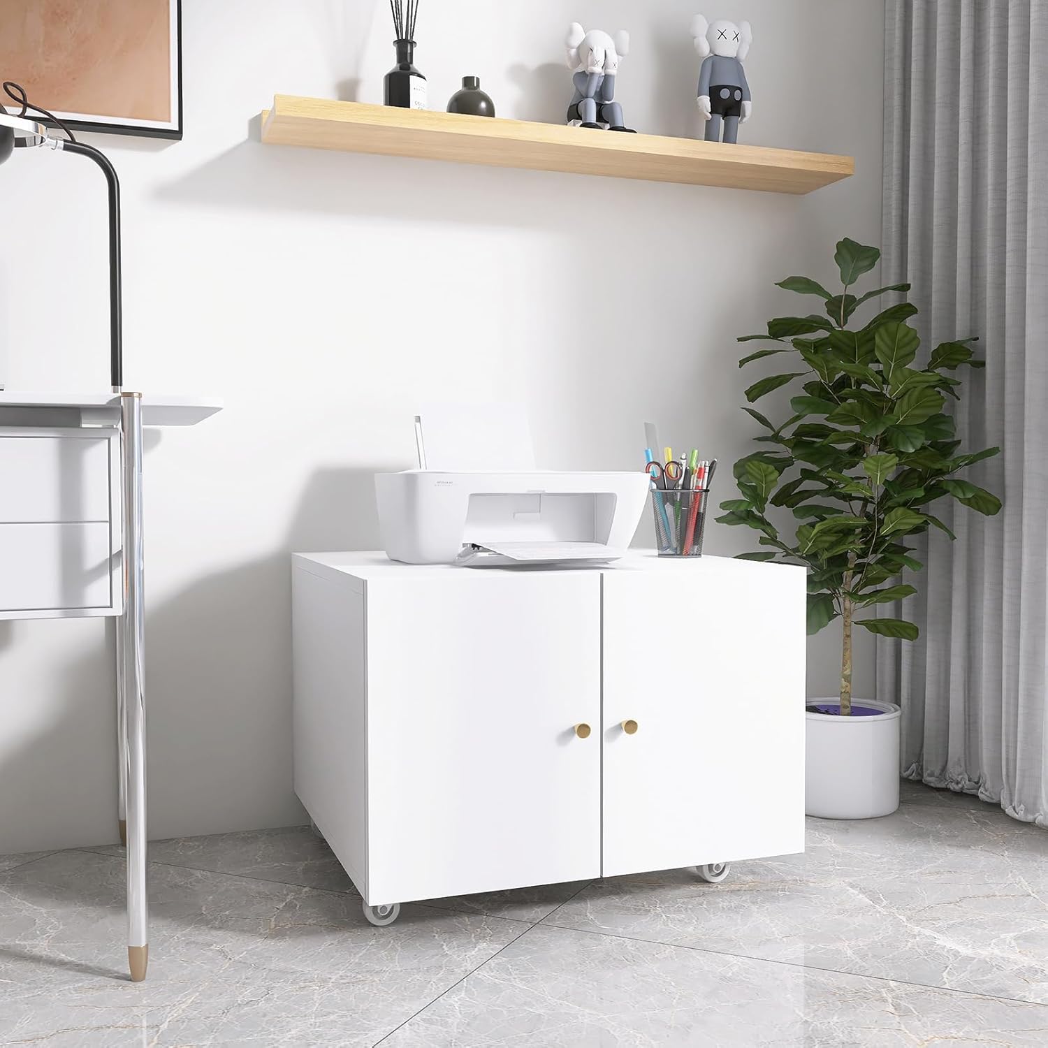 Metal Lateral Filing Cabinet, Printer Stand with Storage, Under Desk Filing Cabinet with Paper Storage Shelf