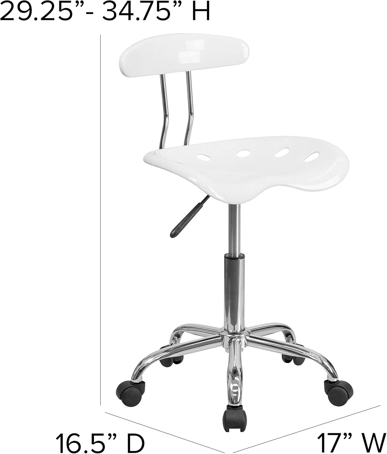 White and Chrome Swivel Task Office Chair with Tractor Seat