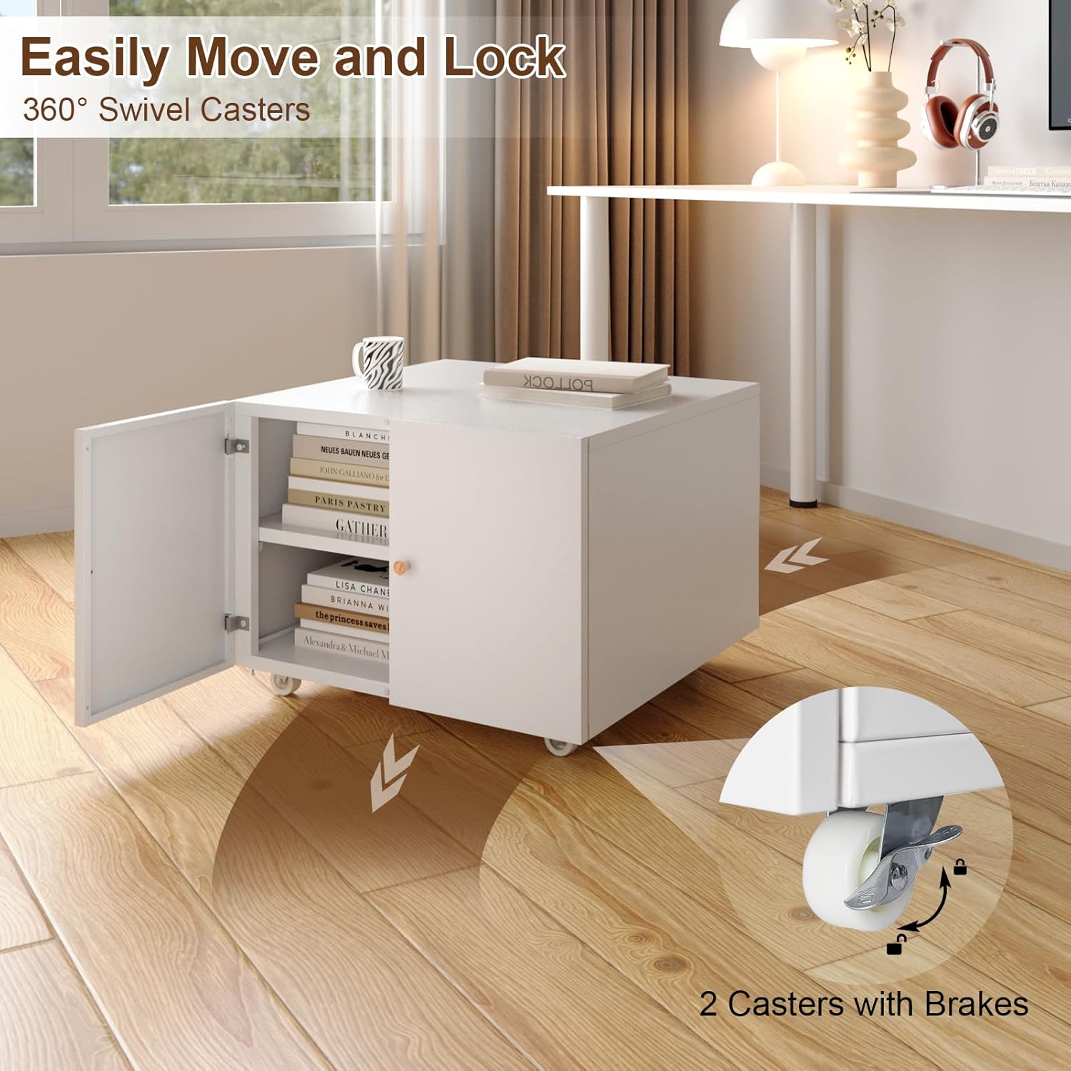 Metal Lateral Filing Cabinet, Printer Stand with Storage, Under Desk Filing Cabinet with Paper Storage Shelf