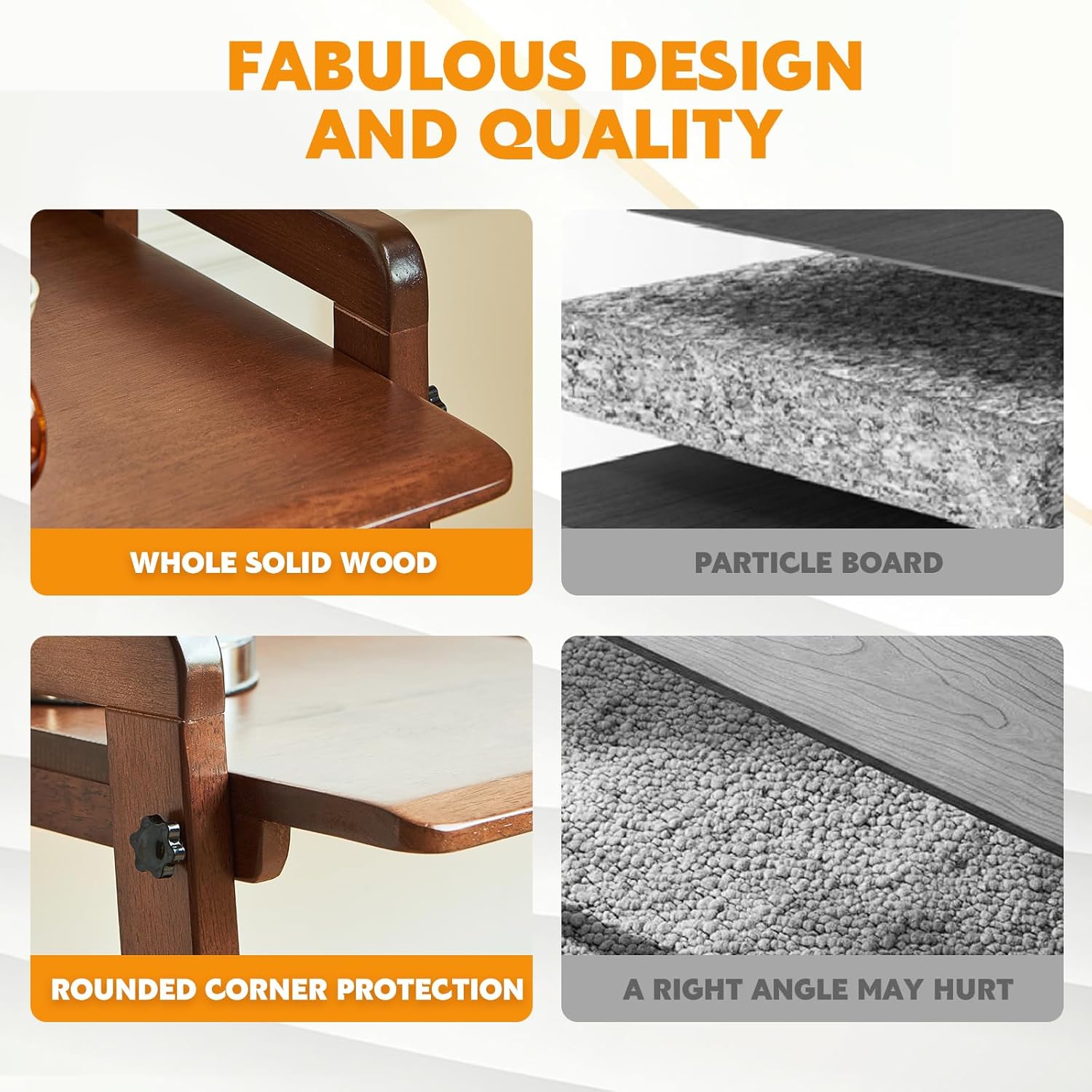 Solid Wood Folding Desk Mid Century Modern Desk, 39'' Foldable Writing Computer Desk for Home Office, Simple Study Makeup Workstation