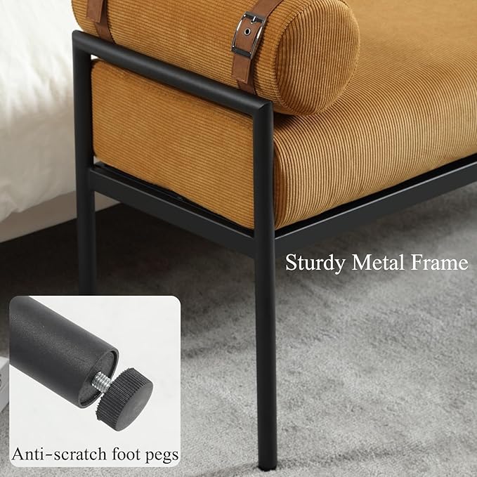 Modern Ottoman Bench, Chenille Upholstered Entryway Bench Bedroom Bench