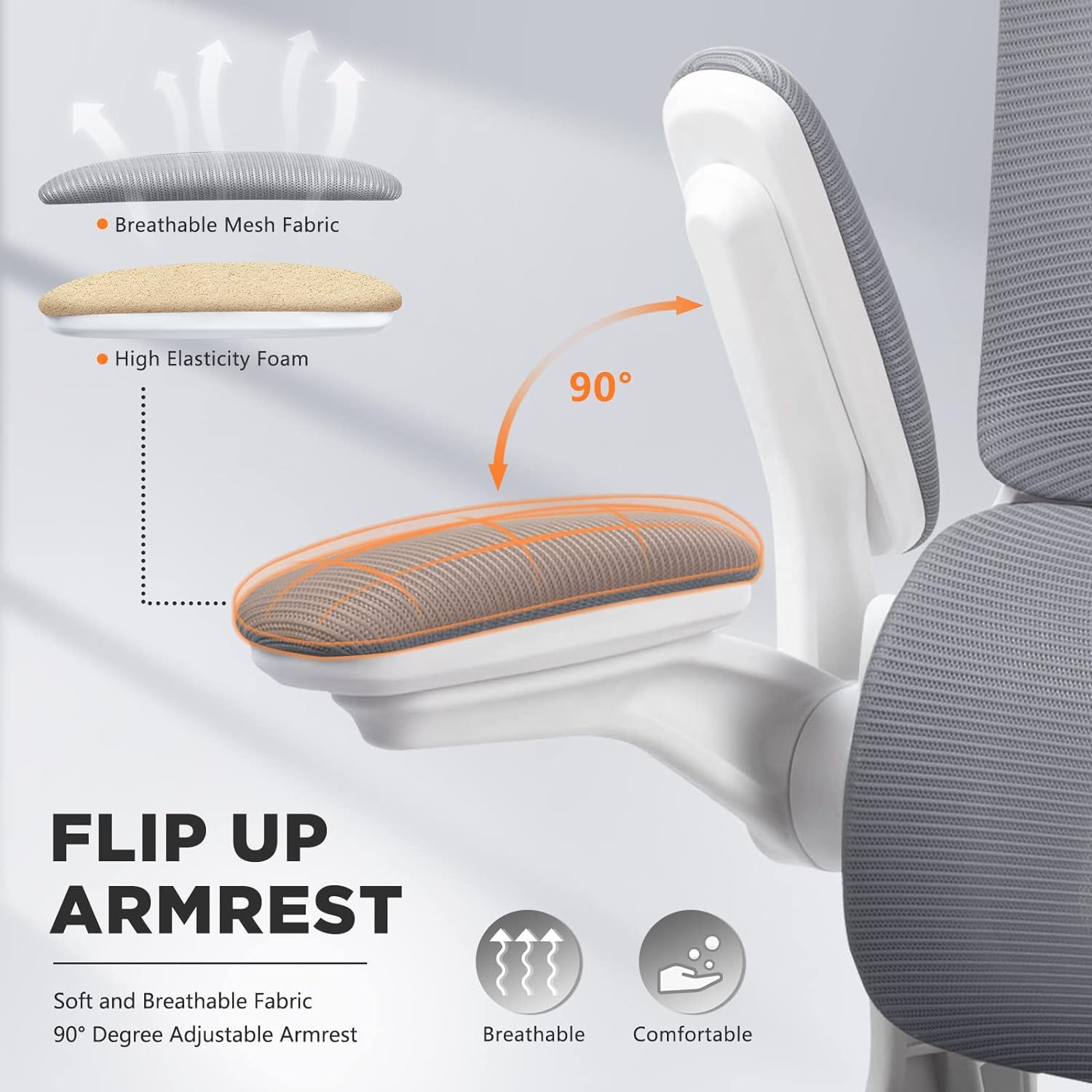 Mesh Office Chair with Headrest & Adjustable Arms