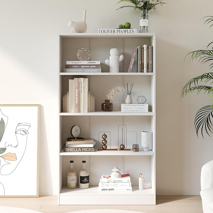 4-Shelf Wooden Bookcase