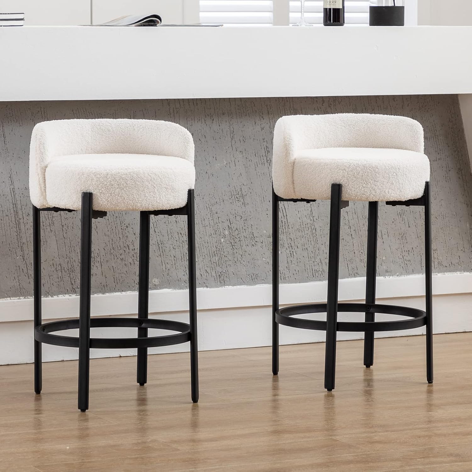Counter Height Bar Stools 26" Round Barstools Set of 2