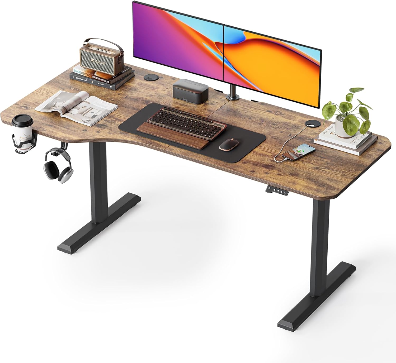 63"x28" L Shaped Standing Desk, Electric Stand up Height Adjustable Home Office Table
