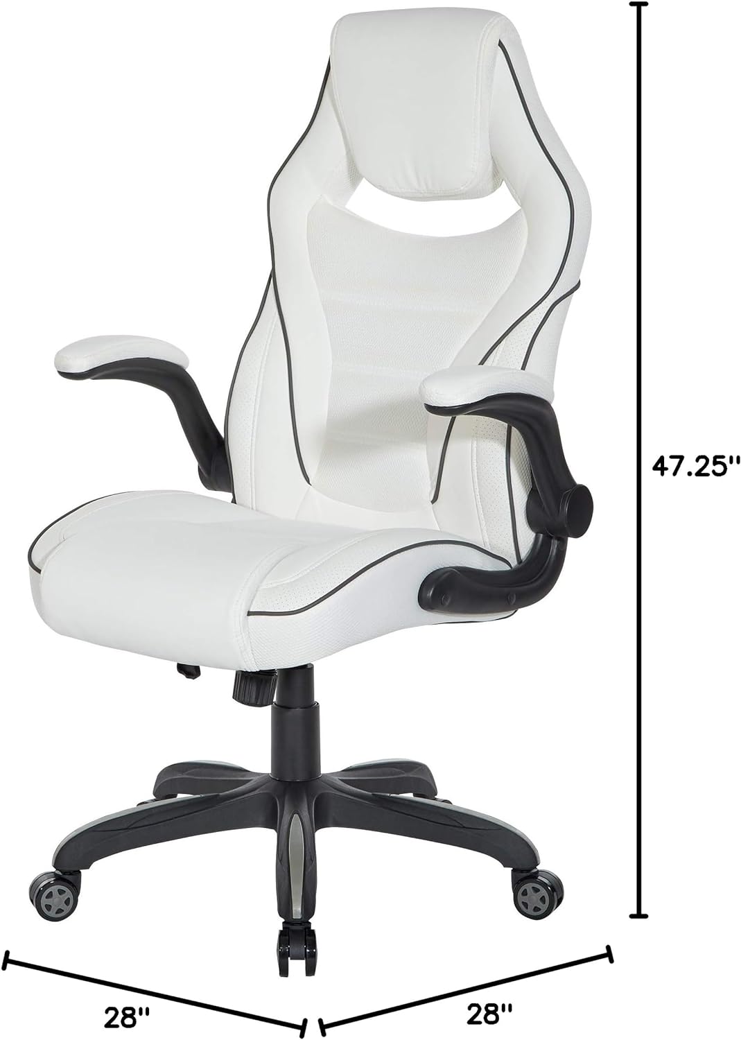 Ergonomic Adjustable Faux Leather Gaming Chair with Integrated Headrest and Airflow Cooling Material