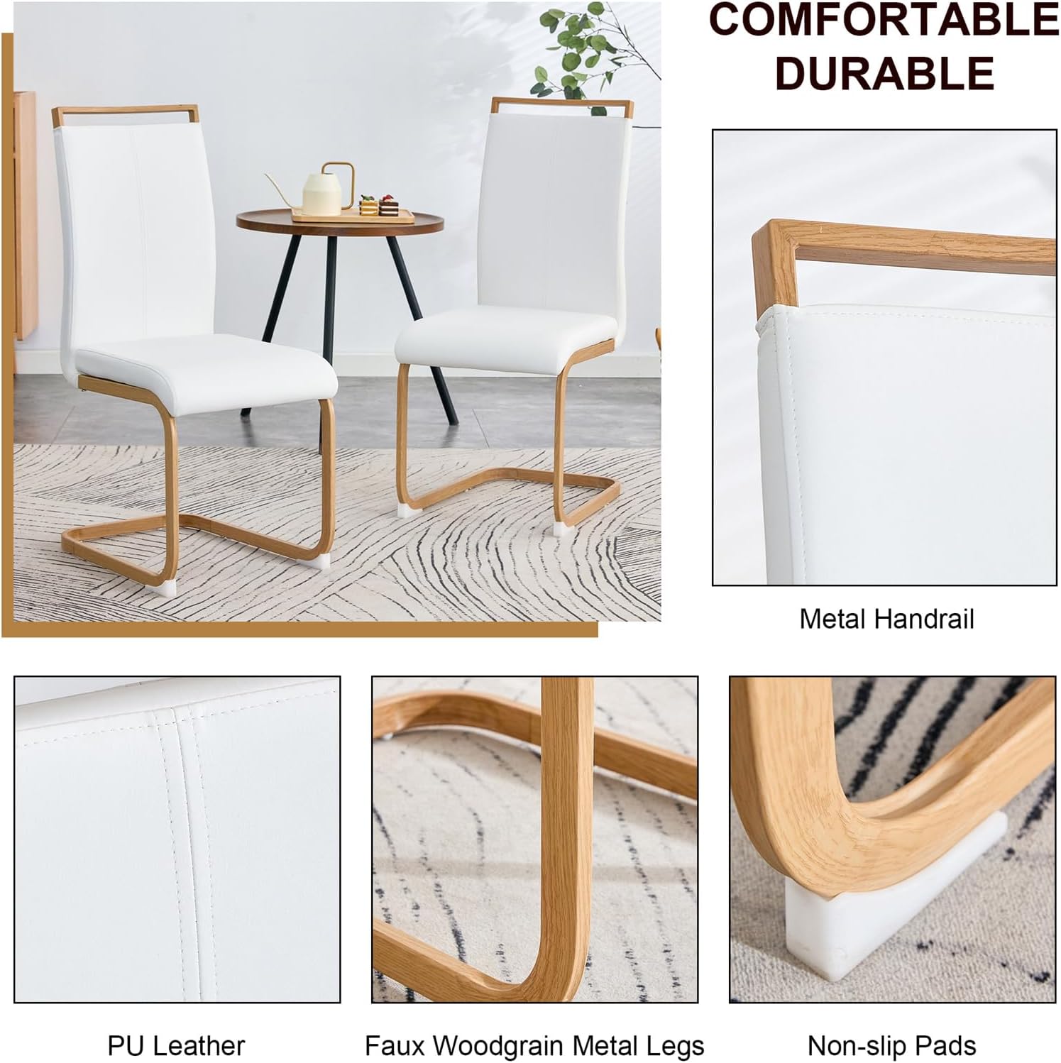 7-Piece Dining Table and Chair Set, Round Wooden Dining Set with Cushioned Chairs