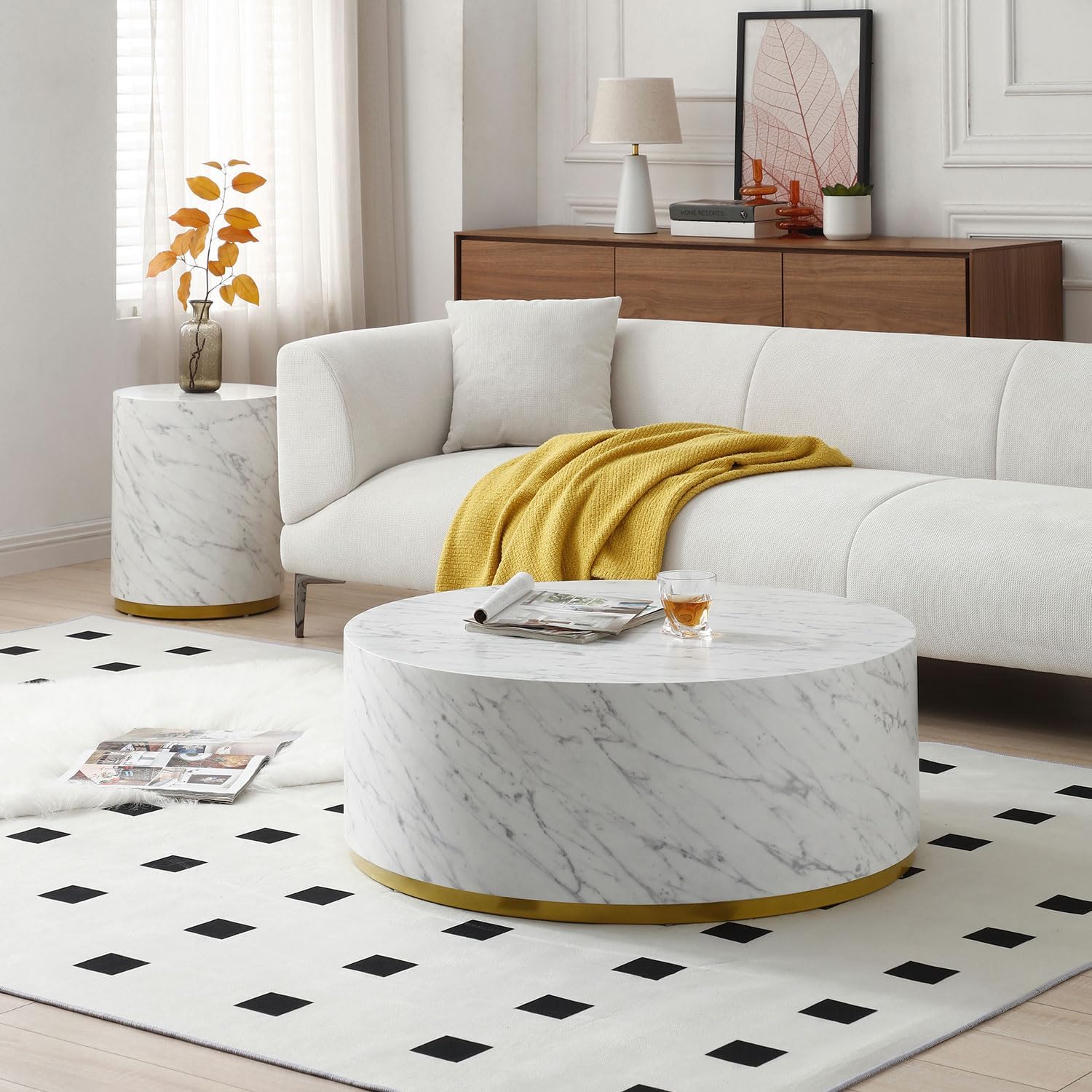 35.43" Modern Marble Coffee Table