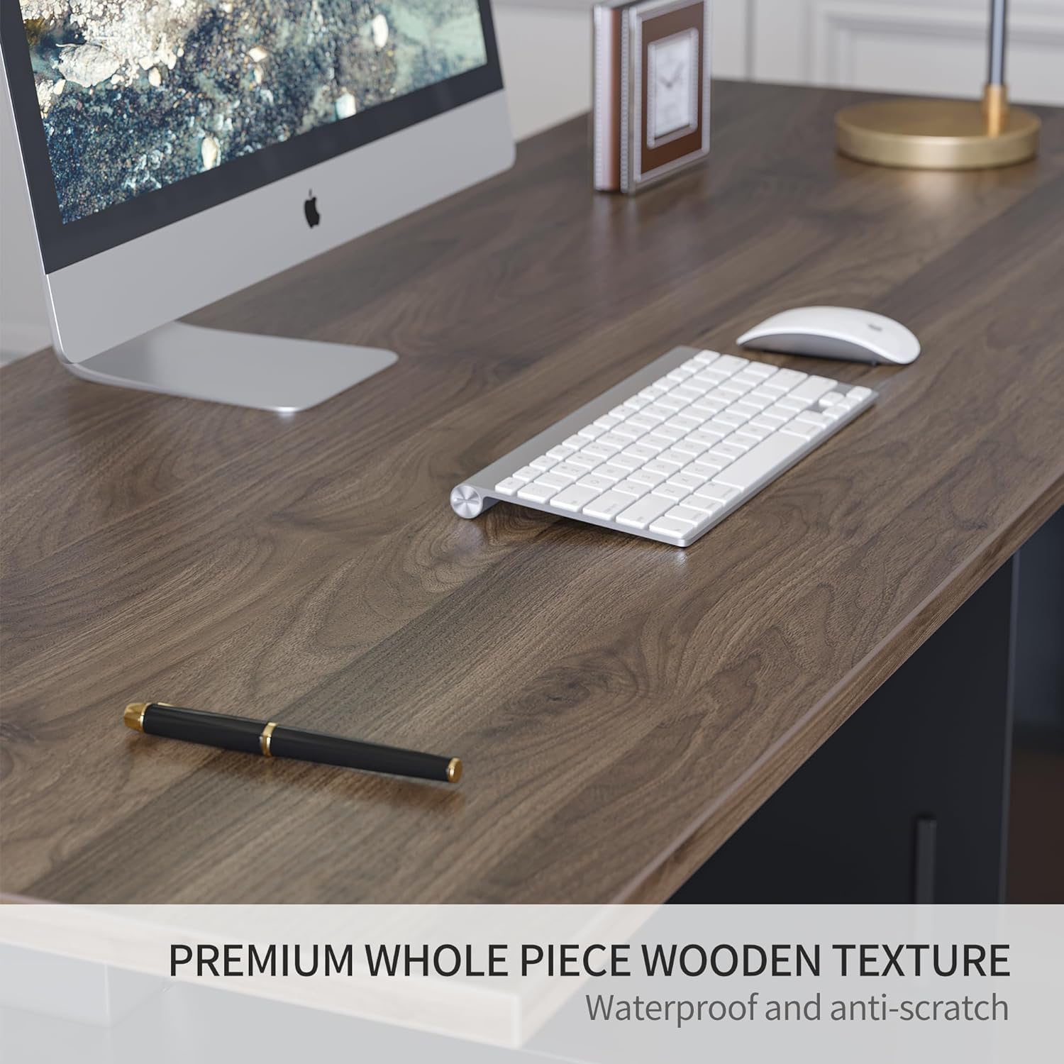 63" L Shaped Executive Standing Desk with File Cabinet